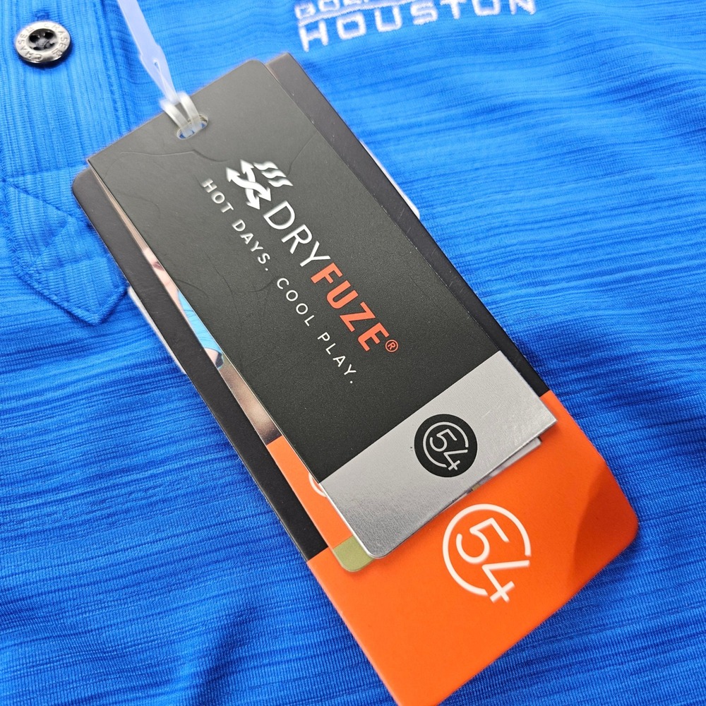 Chase 54 Mens Odyssey Golf Polo Shirt Blue Golf Club of Houston‎ DryFuze Medium - Picture 5 of 10